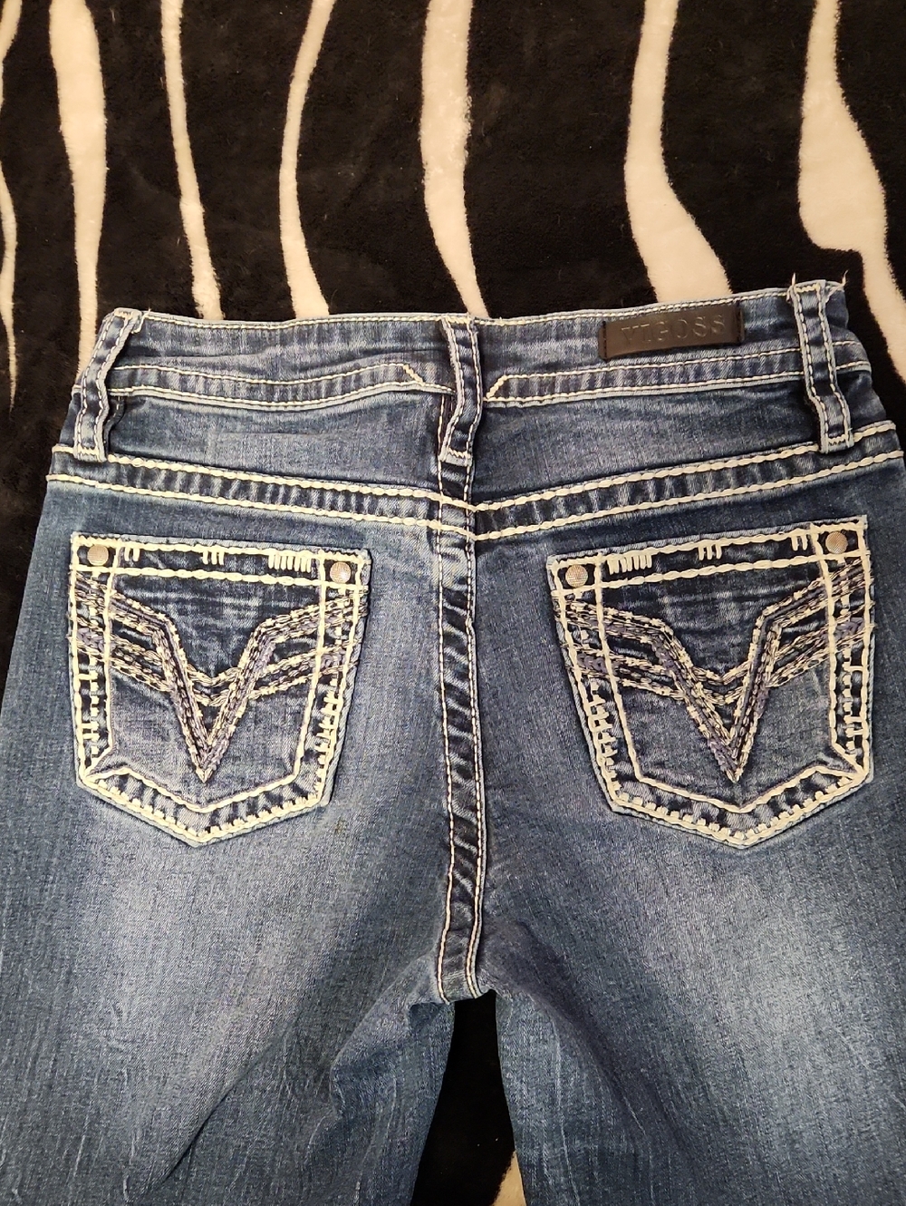 Vigoss Medium Blue Bootcut Jeans with Embroidered Back Pockets